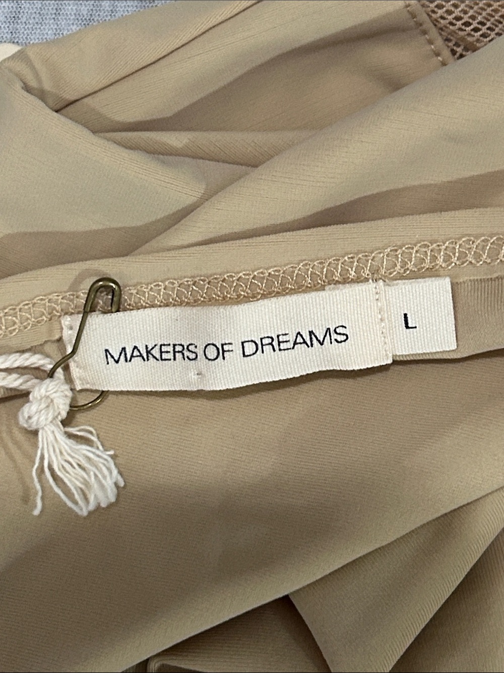 Makers of Dreams Mesh-Back One-Piece Bodysuit in Khaki Sz L NWT - Picture 4 of 7
